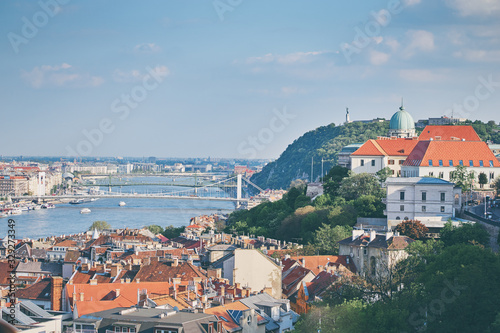 Travel by Hungary. Beautiful view of Budapest city and Danube river.