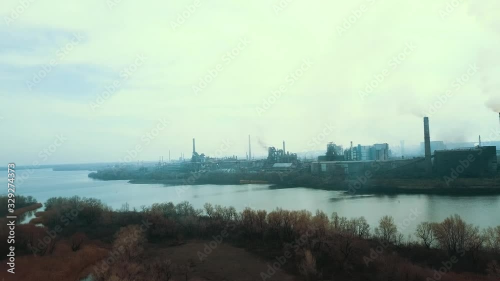 metallurgical plant production of smoke from pipes poor ecology aerial video metallurgical plant production of smoke from pipes poor ecology aerial video