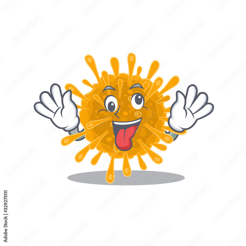 A picture of crazy face coronaviruses mascot design style