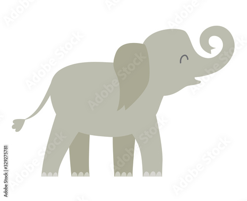 Elephant vector illustration. Sri Lanka asian happy elephant. Cartoon animal character. Isolated icon on white background