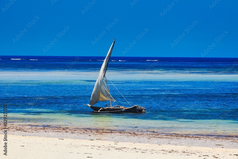 Obraz premium Boat at Diani Beach - Galu Beach - Kenya, Africa