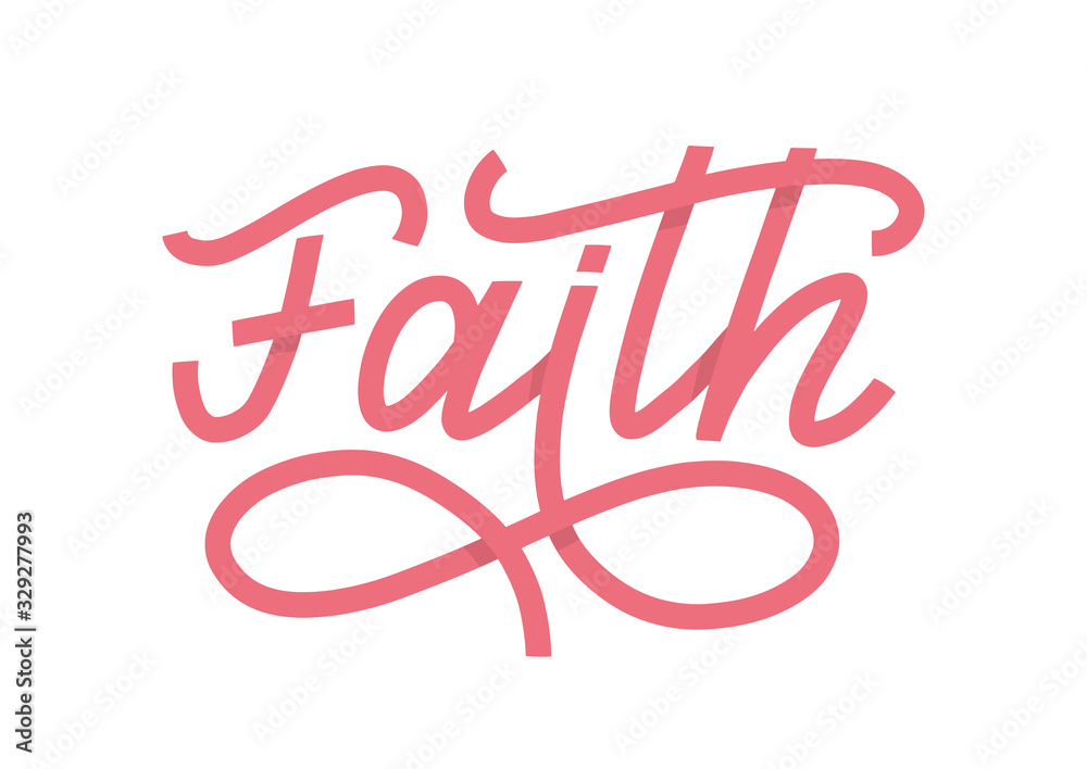 Faith lettering single word as vector concept of breast cancer survivers. A pink ribbon shape word as believe in jesus and hope vector concept. Vector illustration EPS 10 Faith lettering single word as vector concept of breast cancer survivers. A pink ribbon shape word as believe in jesus and hope vector concept. Vector illustration EPS 10