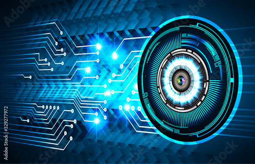 Blue eye cyber circuit future technology concept background