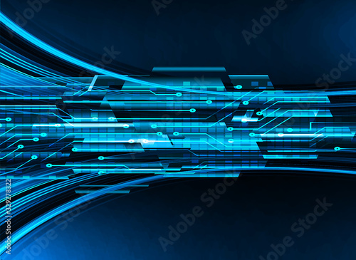 Blue cyber circuit future technology concept background