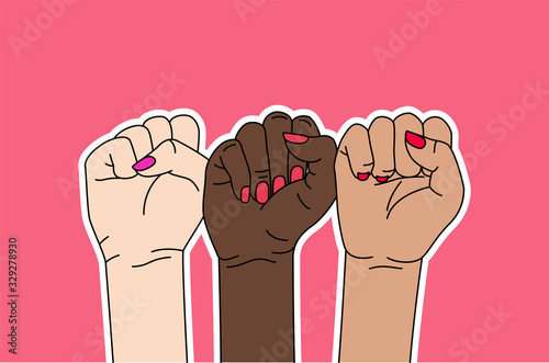 Women hands. Feminism hands. Girl power poster. Vector