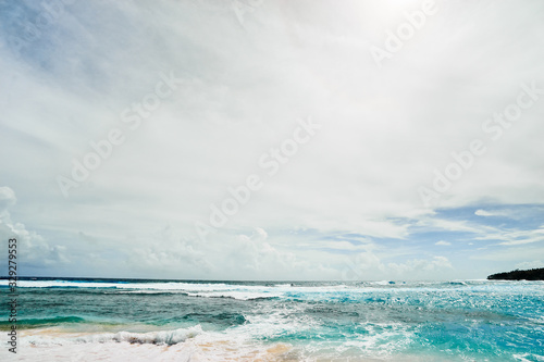 Stormy weather. Beautiful seascape with cloudy sky.