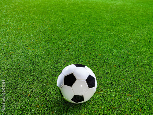 Soccer ball on the grass of a soccer field