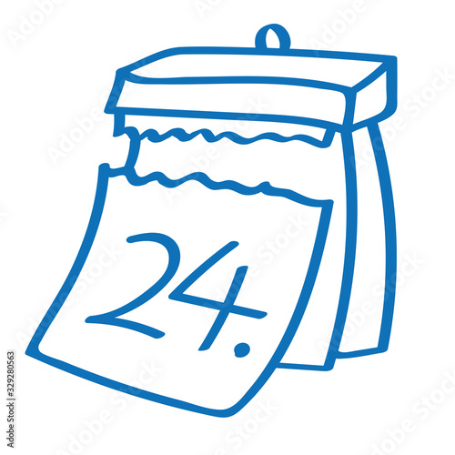 Handgezeichneter Kalender - Tag 24 in dunkelblau