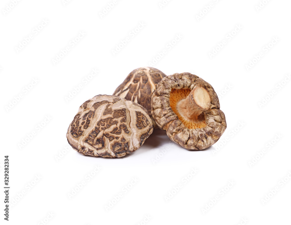 Obraz premium Dry Mushrooms on white background
