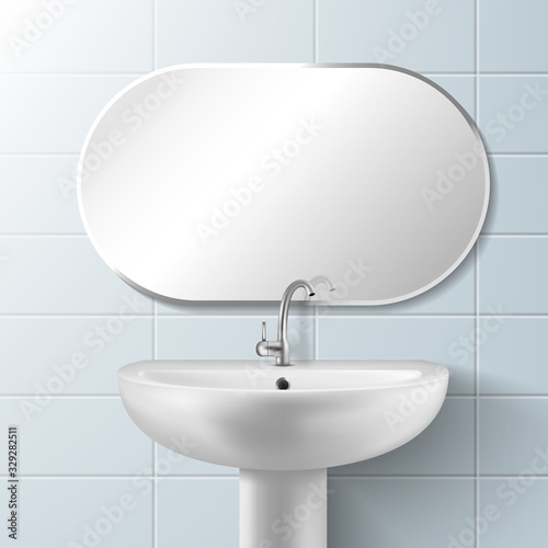 Vector sink and mirror in the bathroom