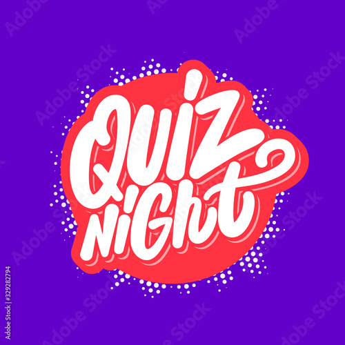 Quiz night. Vector lettering banner