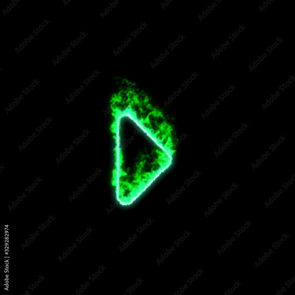 The symbol caret right burns in green fire The symbol caret right burns in green fire