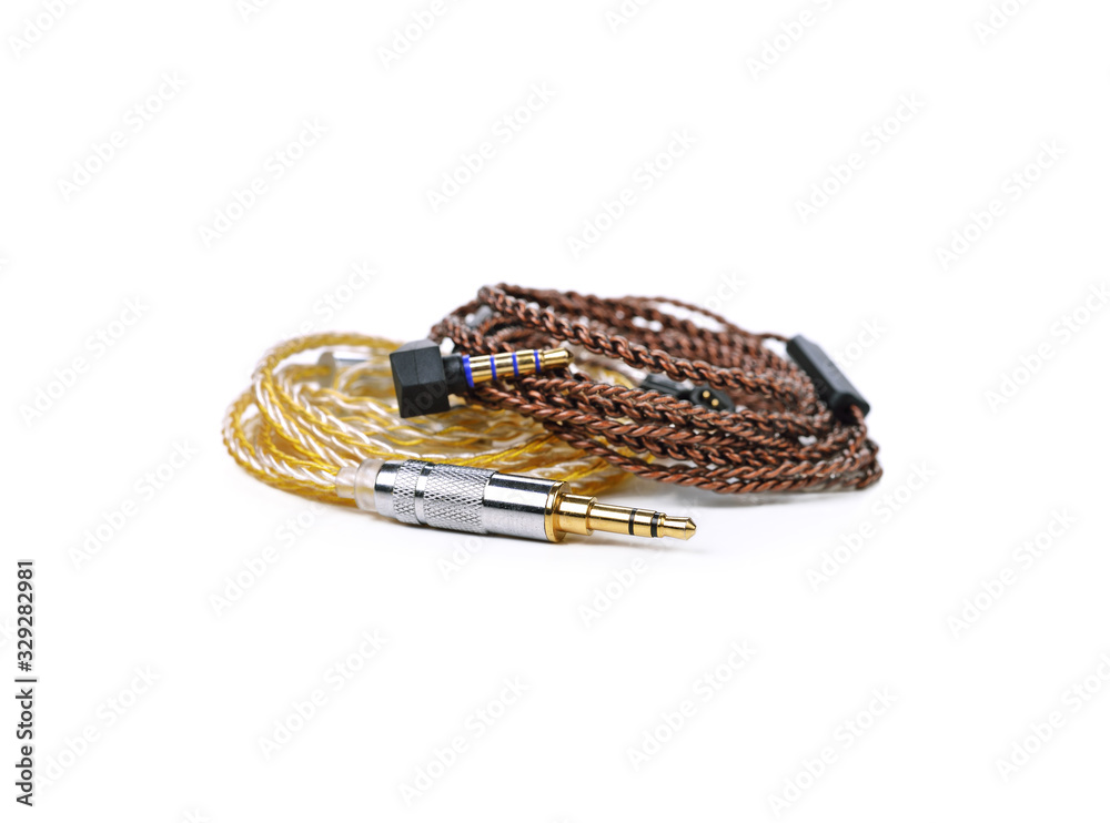 Audio cable isolated on white Audio cable isolated on white