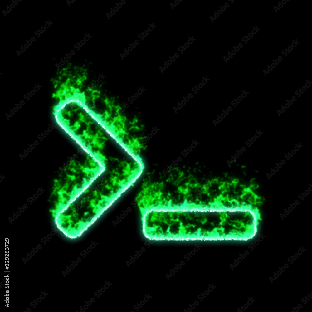 The symbol terminal burns in green fire The symbol terminal burns in green fire