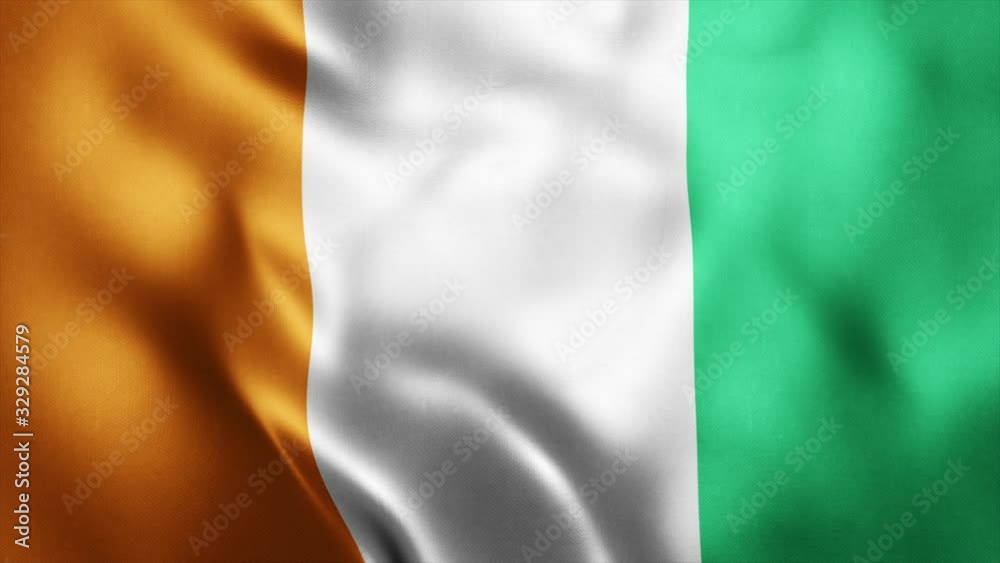 Loop animation of Photo Realistic fabric waving flag of Ivory Coast Ultra HD 4K Ivory Coast National Flag Loop animation of Photo Realistic fabric waving flag of Ivory Coast Ultra HD 4K Ivory Coast National Flag