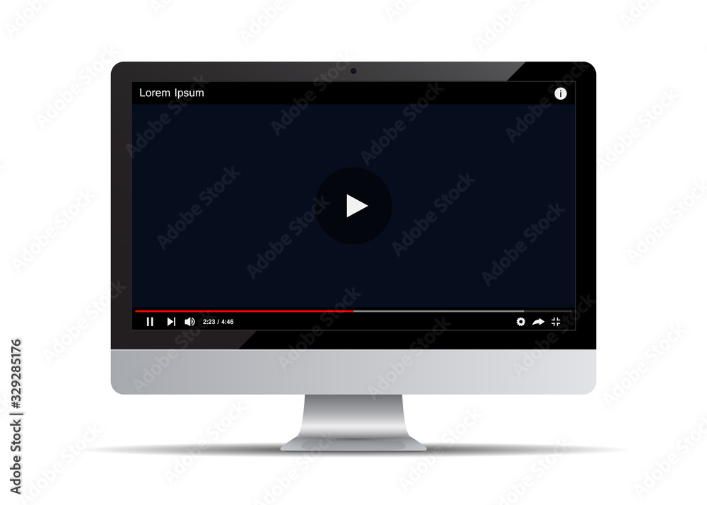 Computer monitor with web video player template Computer monitor with web video player template