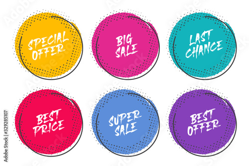 Set of grunge circles with halftone for promotion and commerce