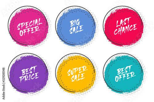 Set of grunge circles with halftone for promotion and commerce