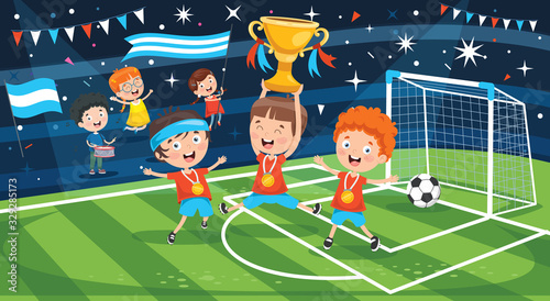 Little Boy Holding Championship Cup