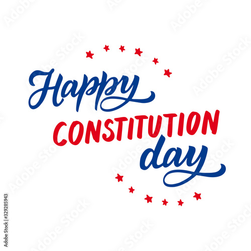 Poster Constitution Day and Citizenship Day in America. Independence Day. Vector flat illustration tamplate for USA and celebratory lettering. 