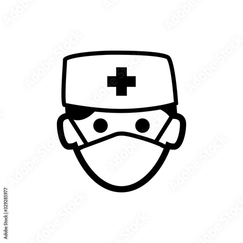 Icono plano médico con máscara hospital en color negro