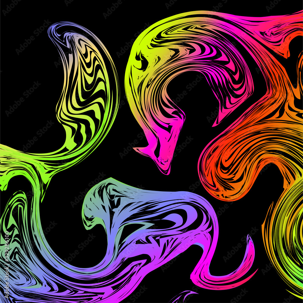 Abstract futuristic spirales of colorfuls waves, bright multicolored background