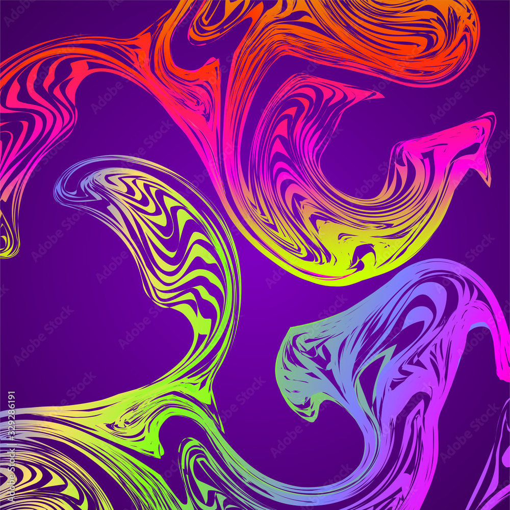 Abstract futuristic spirales of colorfuls waves, bright multicolored background