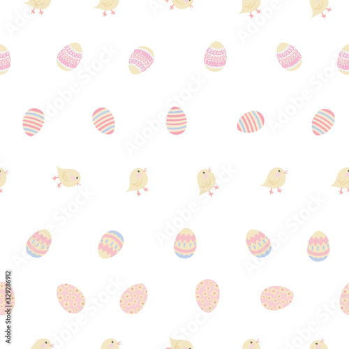 Vector Hand drawn Easter eggs horizontal seamless pattern.