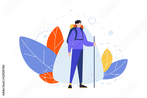 Hiking, occupation, hobby concept