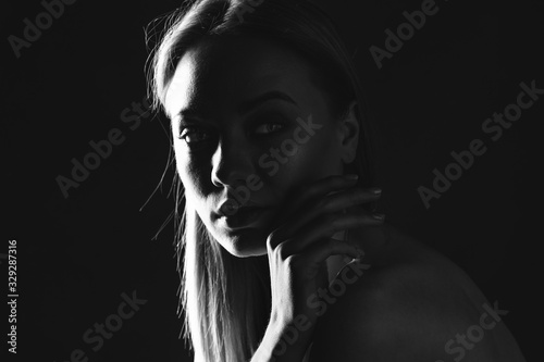 girl, black and white emotional portrait