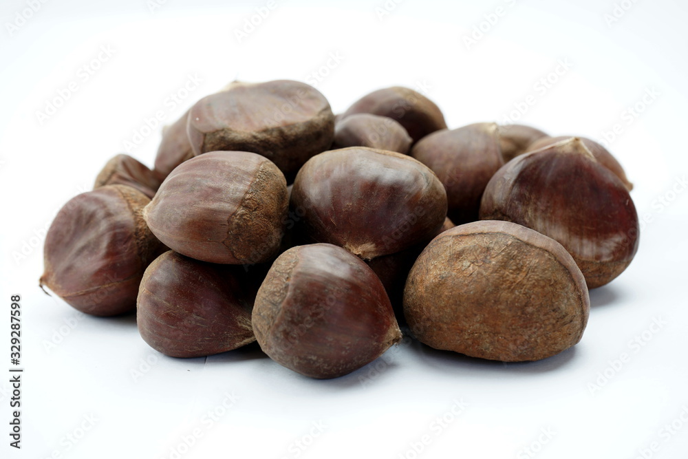 Chestnuts isolated on a white background Chestnuts isolated on a white background