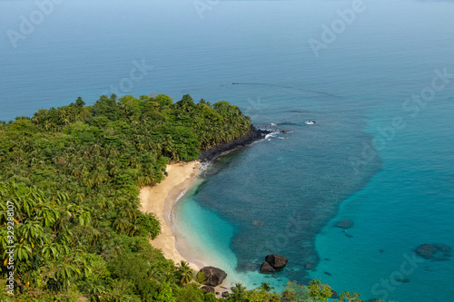 High angle view of Banana Beach, Principe, Sao Tome and Principe