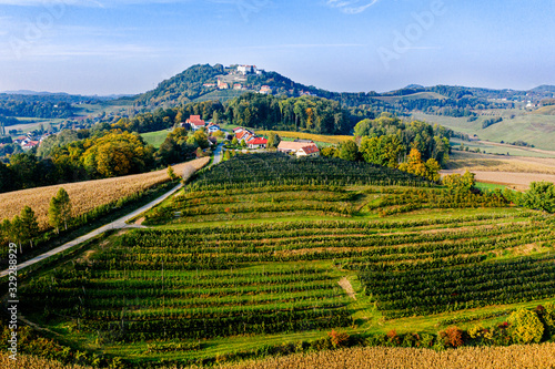 panorama view from vineyard vine Kapfenstein south styria photo