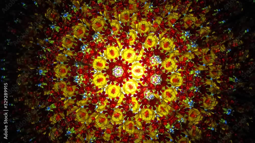 natural children's mirror kaleidoscope  from our childhood.  .The footage is macro mode through a mirror.