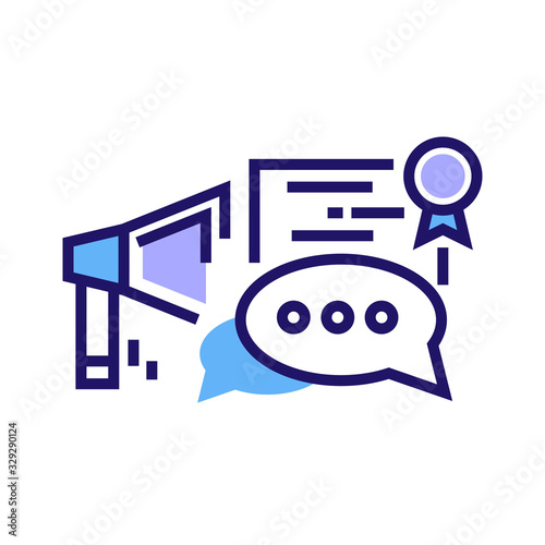 Oratory courses color line icon. Education public speaking. Pictogram for web page, mobile app. UI UX GUI design element. Editable stroke