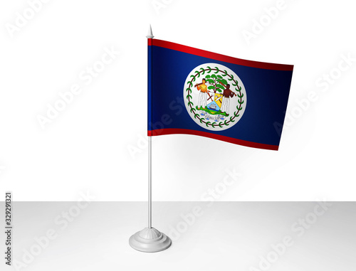 World desk flag waving 3D rendering isolated white background 