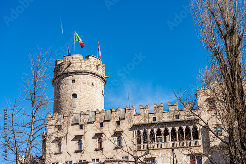 Fototapeta Castello del Buonconsiglio or Castelvecchio with the circular tower called Torre