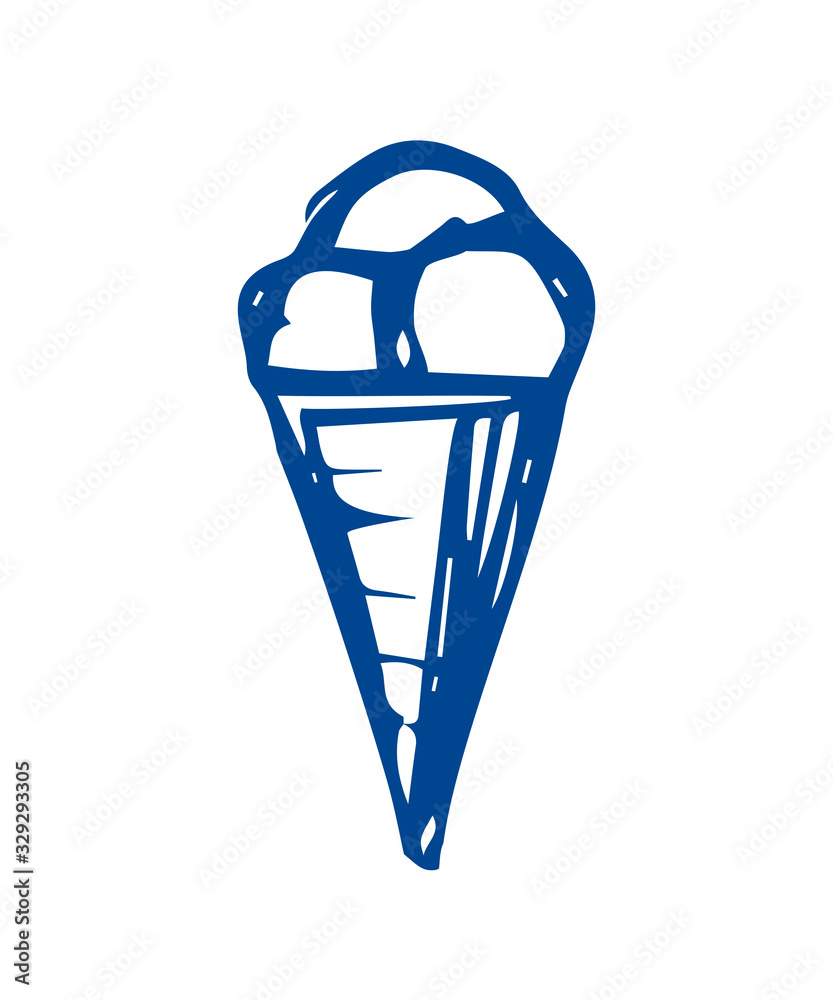 ice cream - doodle sketch. food - flat illustration.