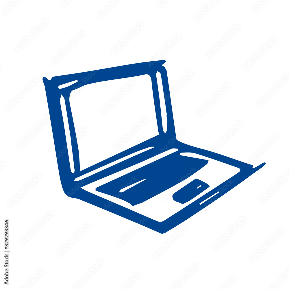 Notebook - doodle sketch. computer - flat illustration. business, work. icon for web Notebook - doodle sketch. computer - flat illustration. business, work. icon for web
