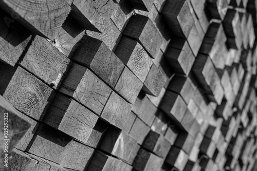 Fototapeta Naklejka Na Ścianę i Meble -  wooden 3d panel.Eco wood 3d tiles. Material wood oak. High quality seamless realistic texture. For wall, web, floor.