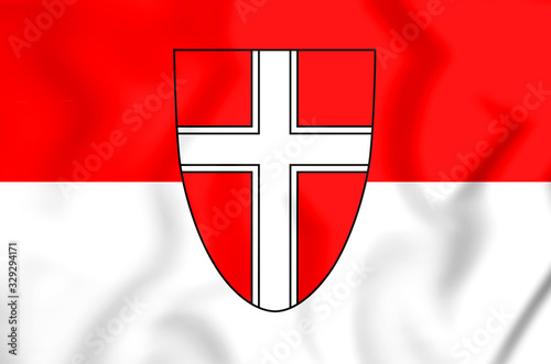 Photography 3D Flag of Vienna, Austria. 3D Illustration.