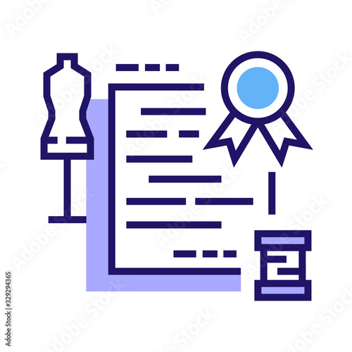 Fashion courses color line icon. Dressmaker training, tailor atelier. Sewing classes, custom clothing and accessories. Pictogram for web page, mobile app. UI UX GUI design element. Editable stroke