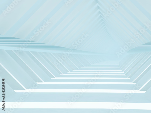Fototapeta Naklejka Na Ścianę i Meble -  Light blue endless tunnel interior. 3d rendering