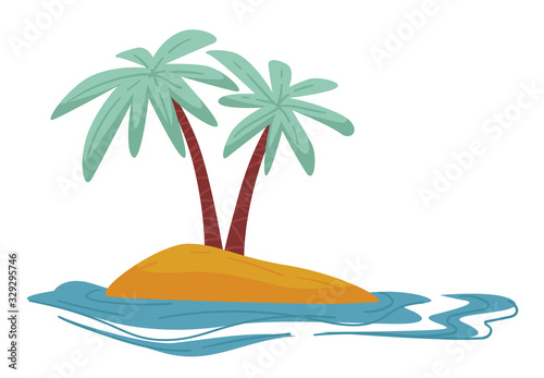Desert island isolated icon, traveling and summer vacation photo