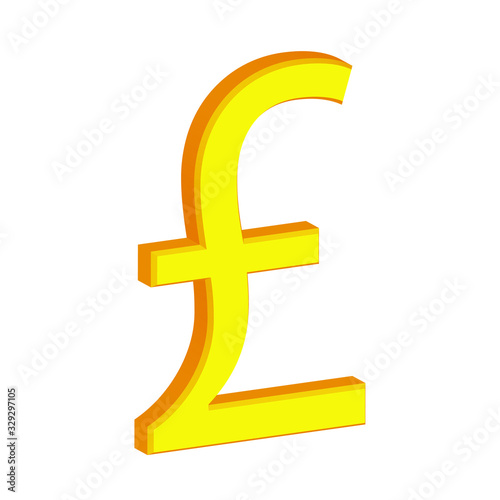 golden pound sign isolated on white