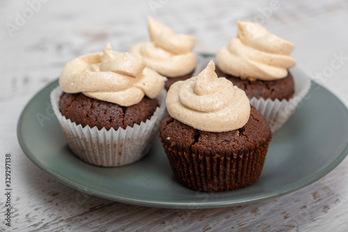 Delicious cupcakes with peanut butter icing