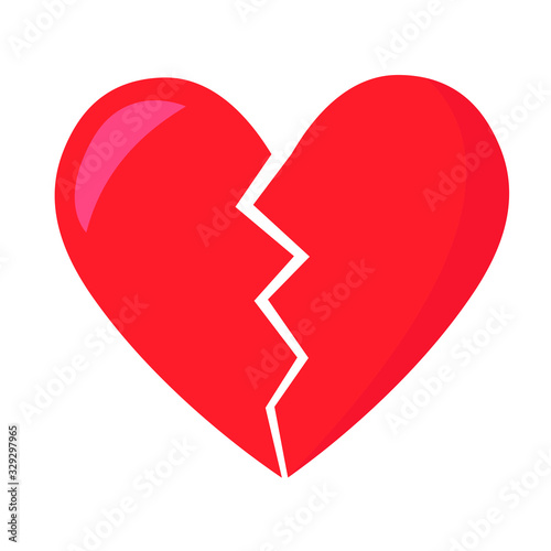 Broken Heart vector icon. red broken heart isolated illustration