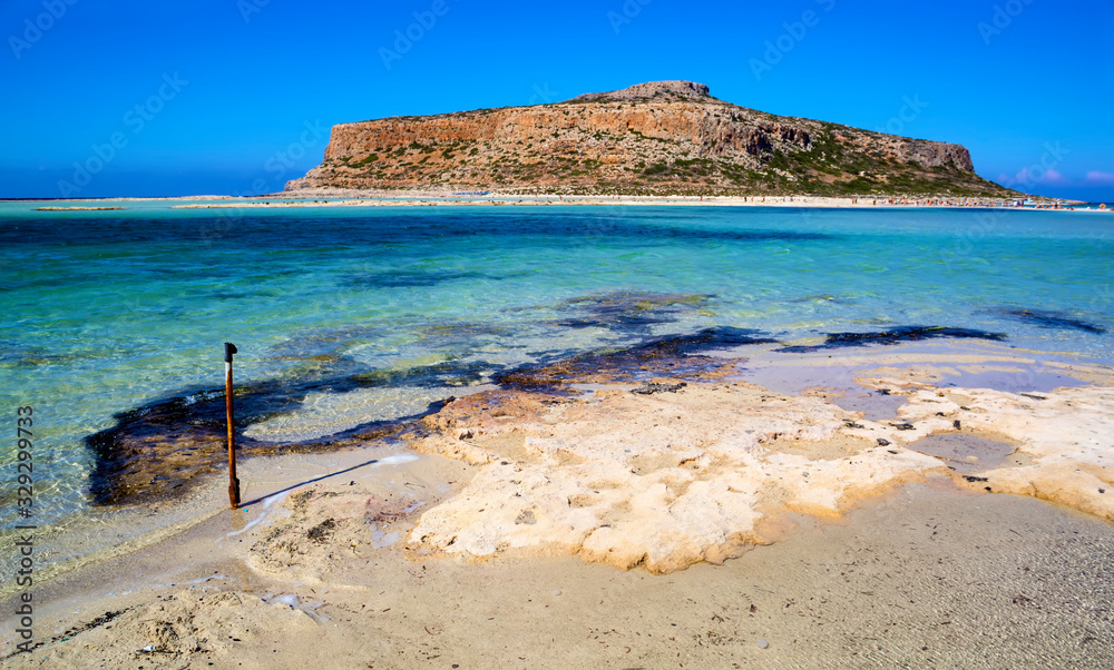 Balos Lagoon. Coast of Crete island in Greece.