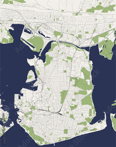 map of the city of Portsmouth, Hampshire, South East England, England, UK
