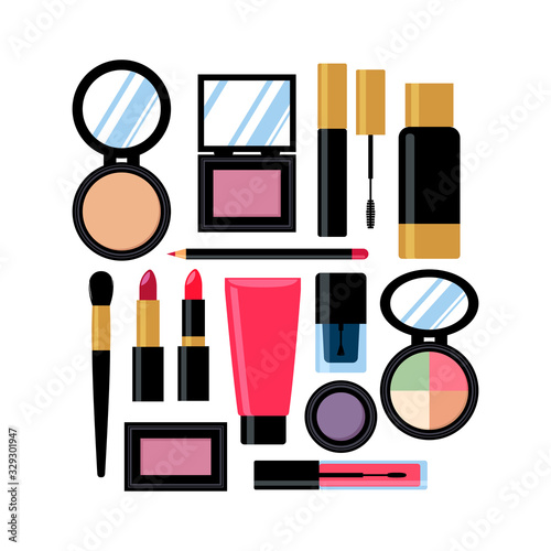 set of diiferent cosmetic products